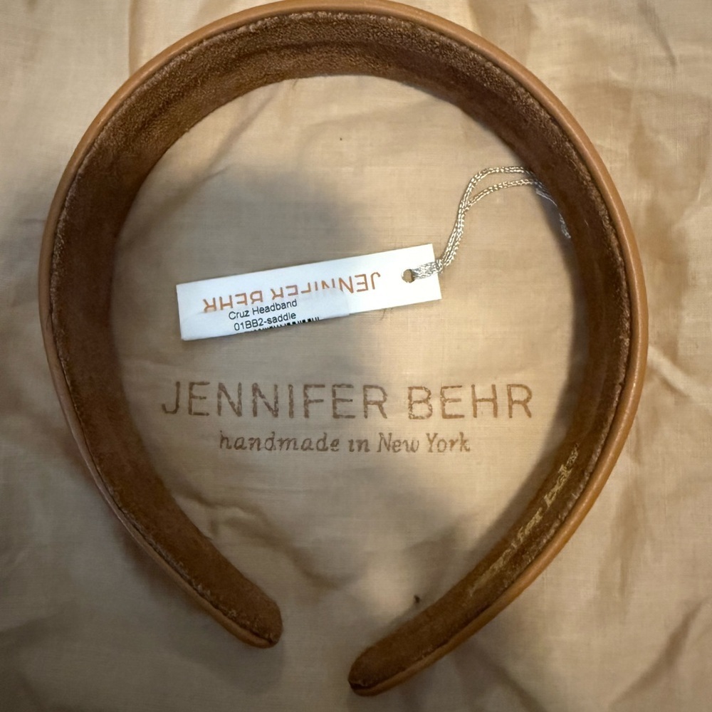 NWT Jennifer Behr Cruz Saddle Genuine Leather Headband